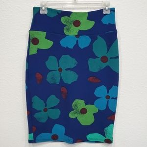 Lularoe Cassie Pencil Skirt Daisy Flowers 70's Sz Small